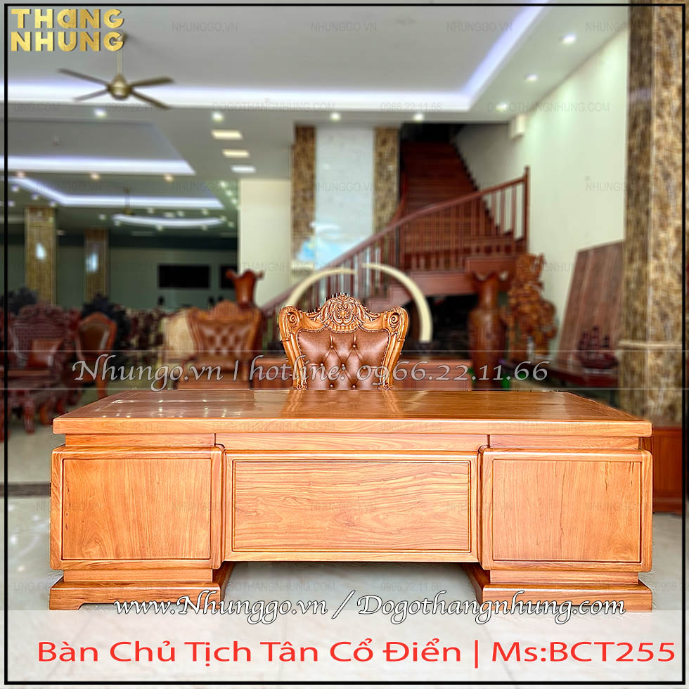 Bàn chủ tịch mẫu tân cổ điển gỗ tự nhiên BCT-S225