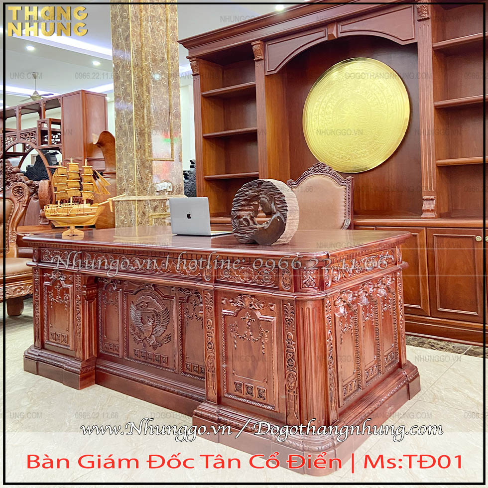 Xưởng làm bàn làm việc giám đốc gỗ gõ đỏ