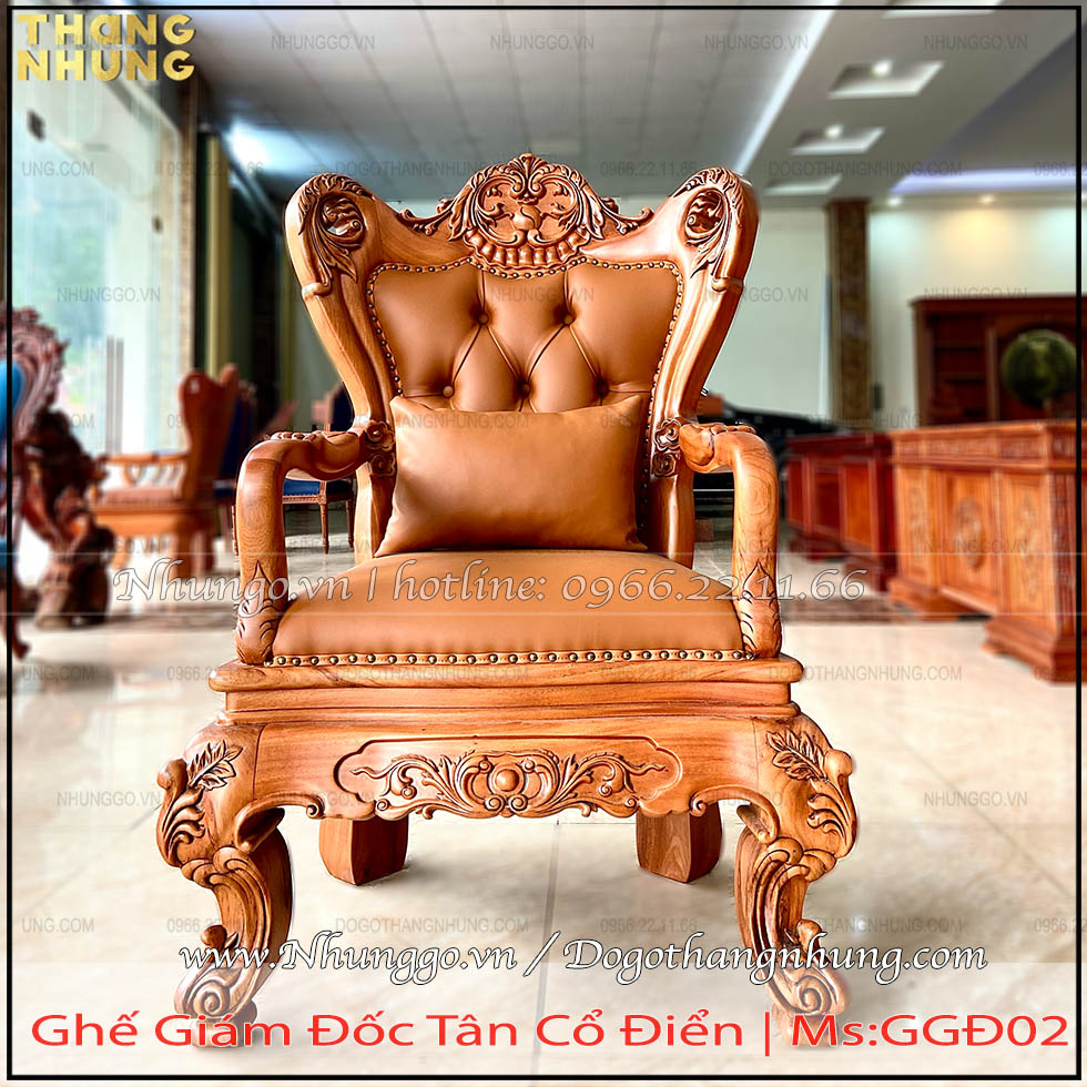 Ghế giám đốc tân cổ điển gỗ tự nhiên GGĐ-02