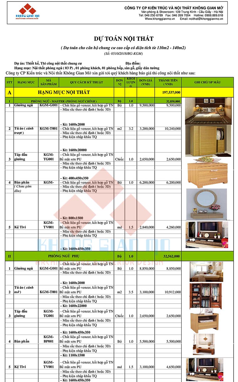 Báo giá hoàn thiện nội thất chung cư 