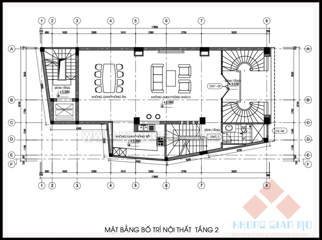 Mặt phẳng bố trí tầng 2