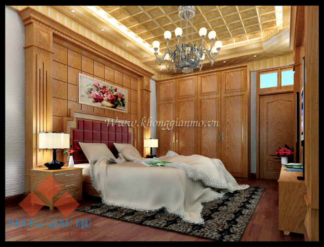 Thiết kế nội thất biệt thự -  Phòng ngủ Master - Biệt thự A Thanh - Mỗ Lao - Hà Nội)
