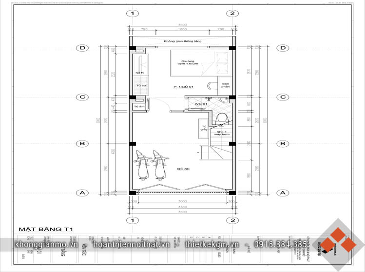 Thiết kế kiến trúc nhà phố 4 tầng - Anh Hoàng