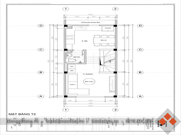 Thiết kế kiến trúc nhà phố 4 tầng - Anh Hoàng