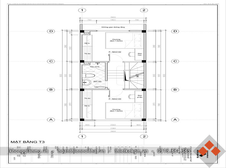 Thiết kế kiến trúc nhà phố 4 tầng - Anh Hoàng