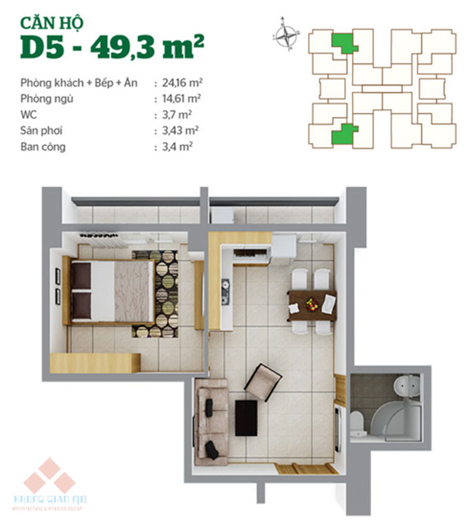Thiết kế nội thất chung cư mini 30-45m2