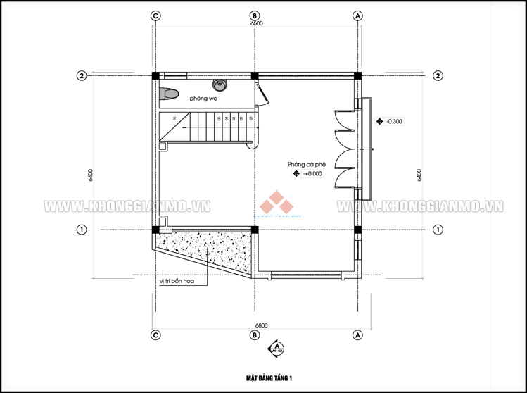 mặt bằng tầng 1 - Thiet ke noi that nha ong dep