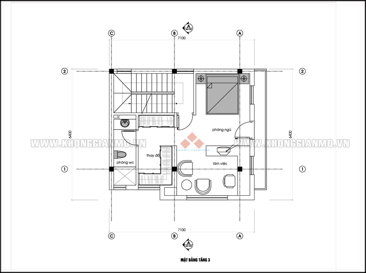mặt bằng tầng 3 - Thiet ke noi that nha ong dep