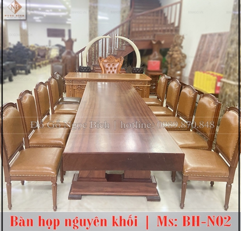 Bàn họp gỗ nguyên khối phòng giám đốc