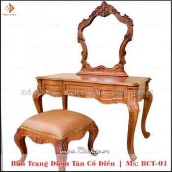 Bàn trang điểm tân cổ điển gỗ Gõ Đỏ TCD 01